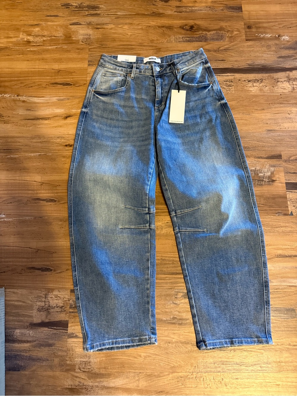 Mica denim barrel Washed Blue Jeans